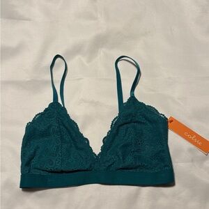 Colsie Lace Triangle Bralette Medium Teal Green NWT
